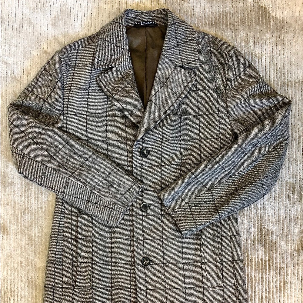 Hugo Boss Checked Wool Coat